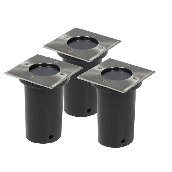 Set de 3 spot extérieur encastrable carré luminaire décoration 2402037 Set de 3 spot extérieur encastrable carré luminaire décoration 2402037