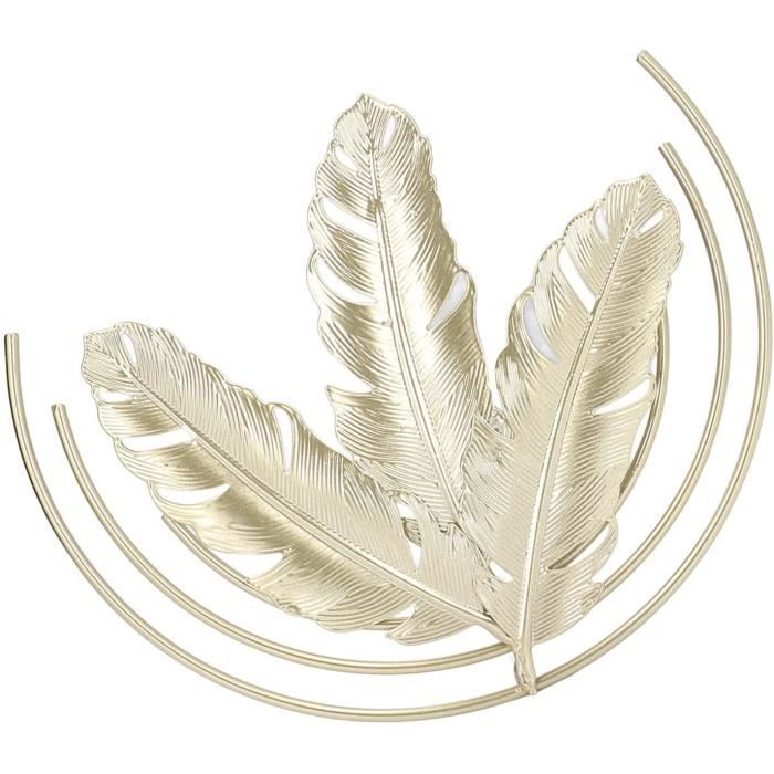 Buachois 2 Pcs Décorations Murales Dorées 26cm - Feuilles De Ginkgo 3D Métal Moderne Minimaliste