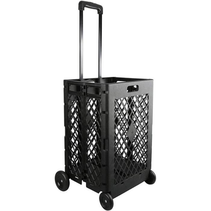 Chariot De Courses 3 En 1 Pliable - Monte-escalier 56L - Gris - Capacité 30kg