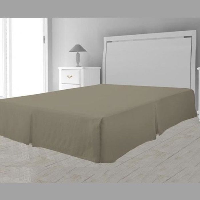 Cache sommier plateau 3 plis 160 x 200 cm - Différents coloris (Taupe)