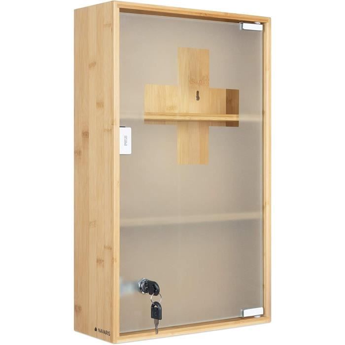 Armoire à Pharmacie Relaxdays Verrouillable - 11 Compartiments 53x53x21,5cm - Blanche Pour Salle De Bain