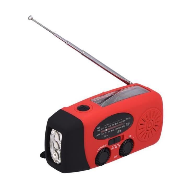 AOZBZ Radio Solaire Portable Avec Manivelle - Radio Météo AM/FM/NOAA, Lampe Torche LED Et Chargeur Téléphone Pour Camping Et Urgences