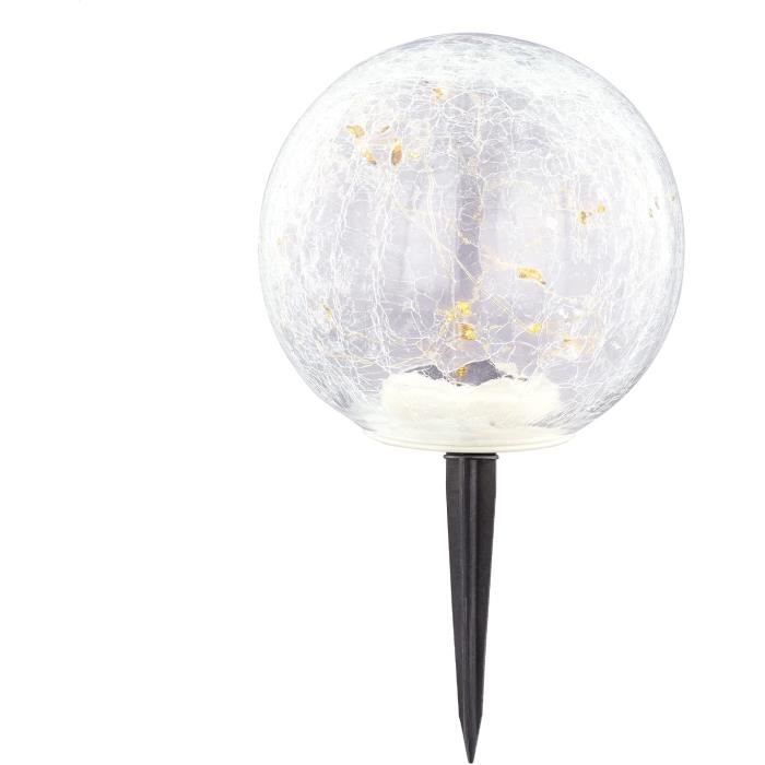 Lot De 3 Lampes Solaires Suspendues Boule En Verre - Effet Brisé, 30 LED - Pour Jardin, Terrasse, Balcon