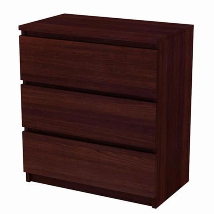 Commode de 3 tiroirs wenge de rangement
