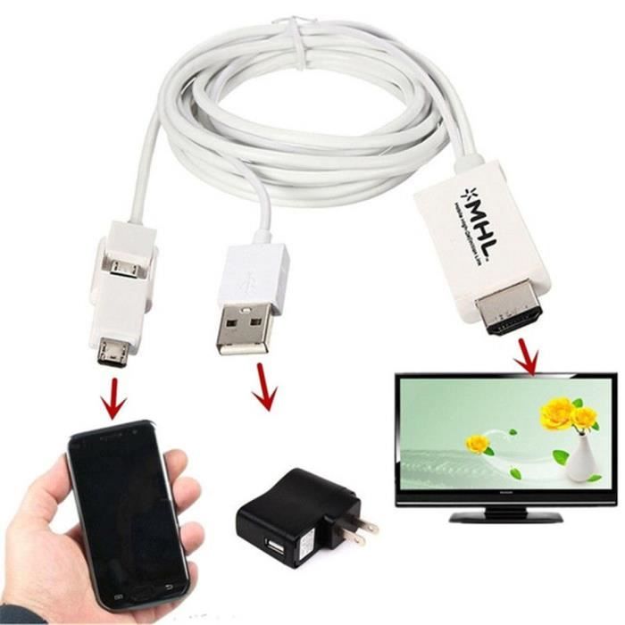 Metermall Gifts for Dad Accessoires Adaptateur de Cable MHL Micro USB vers HDMI HD 1080P TV pour Tablette Samsung Samsung ETC. 