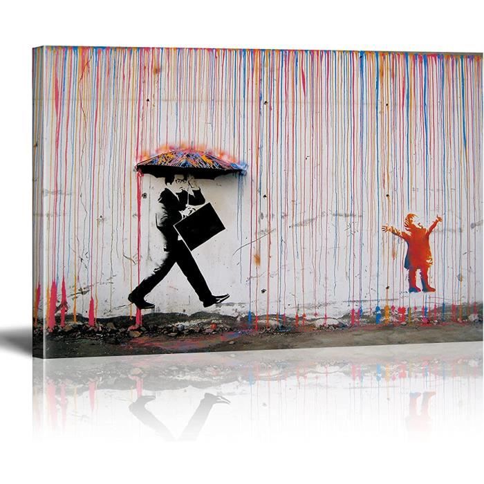 Banksy Graffiti Toile Art Décor Colorful Rain Impression sur Toile