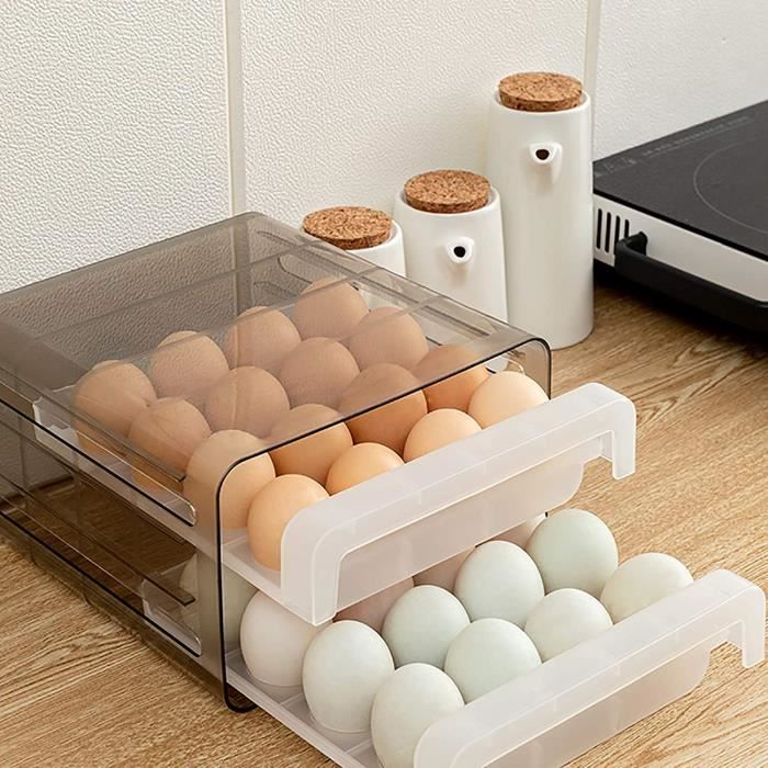1 Ensemble Boîte de rangement pour œufs de réfrigérateur Tiroir