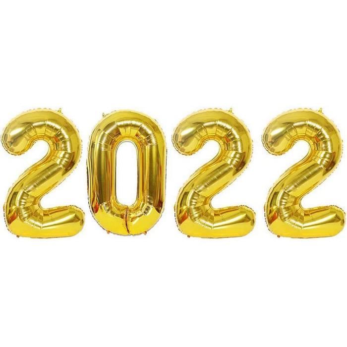 décoration de fête à gonfler à l'air ou à l'hélium Argenté 101,6 cm DekoRex® Guirlande de ballons en aluminium 2022 pour le réveillon du Nouvel An 