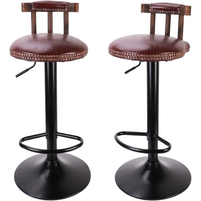 2 Tabourets De Bar Réglables WOLTU - Siège Velours Rembourré, Hauteur 64-85cm, Capacité 150kg