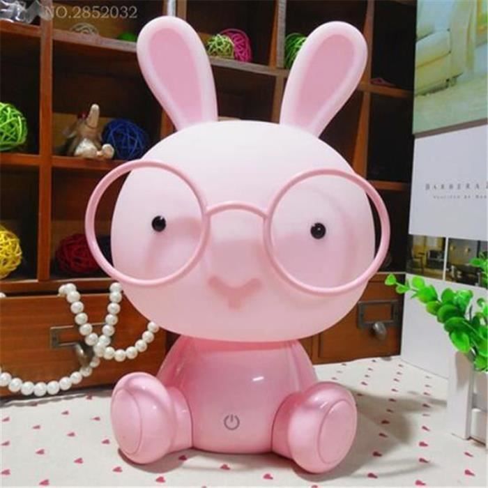 lampe de table Mignon Bébé Lampe Lapin Veilleuse Led Lampe de Nuit De Noël Cadeau De Chevet Décor Enfants Belle Lunettes Lapins