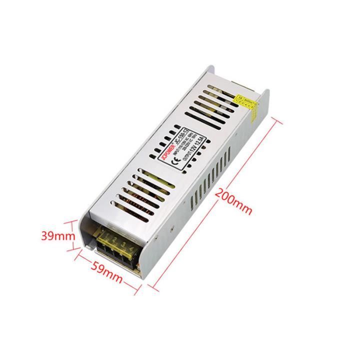 Alimentation LED 15V 10A – Transformateur Puissant 150W Pour Bandeaux LED, Spots, Éclairage DC
