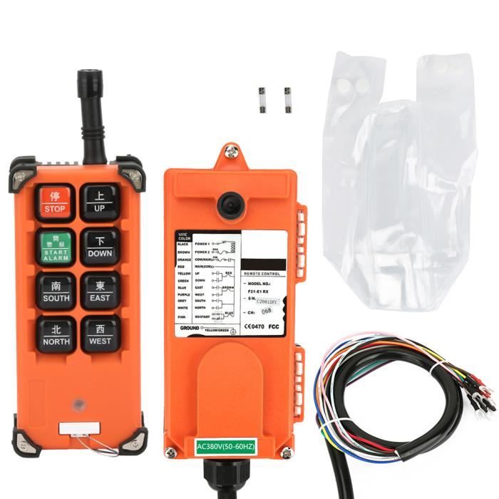 Émetteur et récepteur de télécommande industrielle - MARQUE - 380V - IP65 - 100 mètres - 8