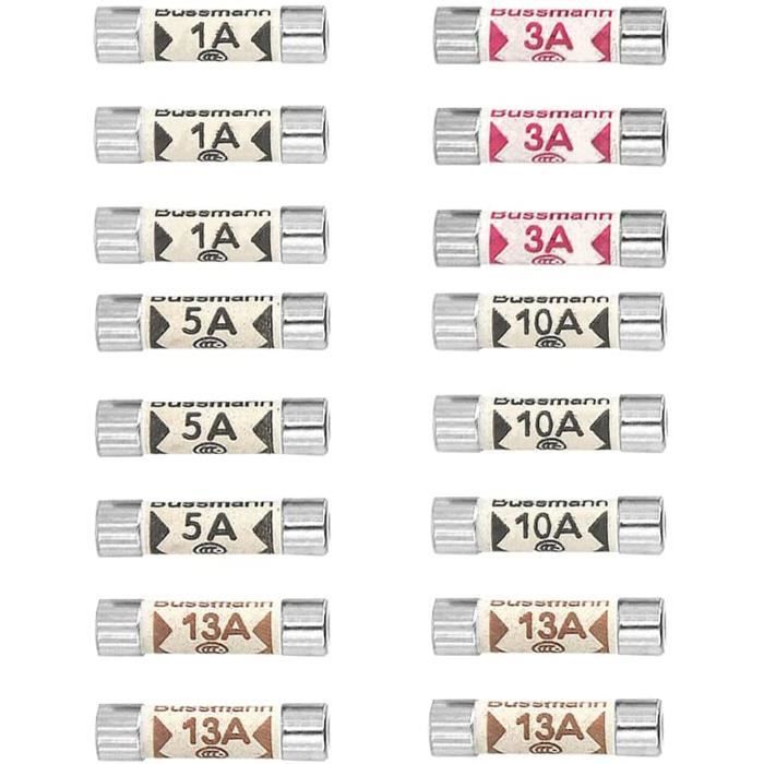 Kit 100 Fusibles BS1362 Céramique 1A 3A 5A 10A 13A - Tube 6,3x25 Mm 240V Pour Prises UK Et Multimètres