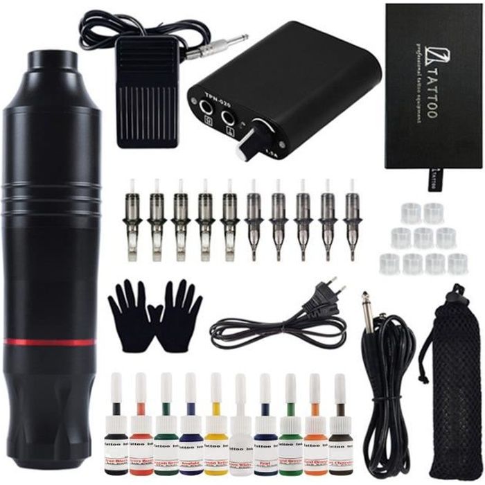 Kit Machine à Tatouer Professionnelle - Stylo, Alimentation, Pédale OBF - Neuf