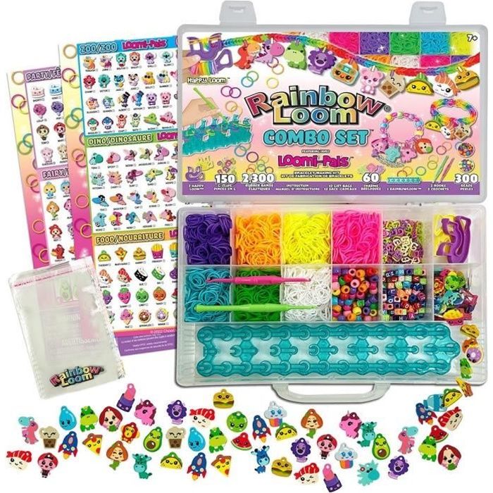 Bandai - Rainbow Loom Combo Set – Fabrication de bracelets - Métier à tisser avec 2300 élastiques – 