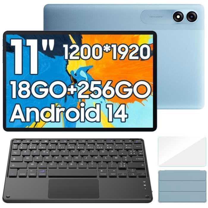 Blackview Tab 9 WiFi Tablette Tactile 10.95 1200*1920 1080P Android14 18Go+256Go-SD 1To 8200mAh Mode PC WPS Bleu Avec Clavier K1