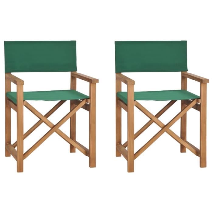 MOH-Chaises de metteur en scène pliantes lot de 2 Bois teck massif ...