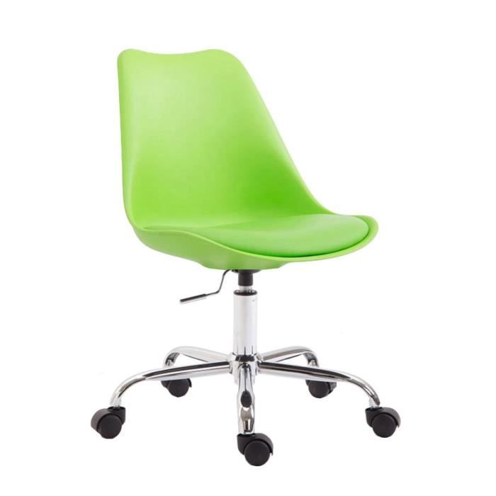 chaise de bureau toulouse à coque en plastique - clp - vert - réglable en hauteur - intérieur - a roulettes