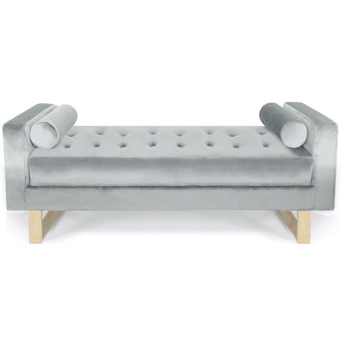 MENZZO Banquette capitonnée Shell Velours Argent