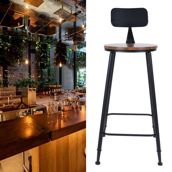 suc-tabouret de comptoir 1 paire tabouret de bar avec dossier chaise industrielle en fer forgé pour la maison pub restaurant café