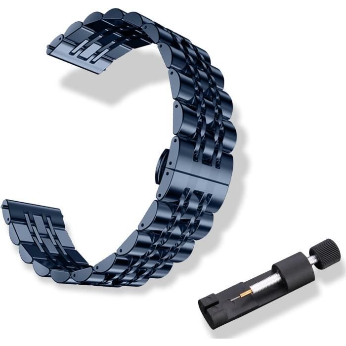 Bracelet De Montre En Acier Inoxydable à Double Bouton En Métal Déployant Le Fermoir Pour Hommes Femmes