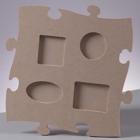 Cadre photo puzzle - EFCO - 4 photos - MDF - 23x23 cm - Beige - Décoration murale