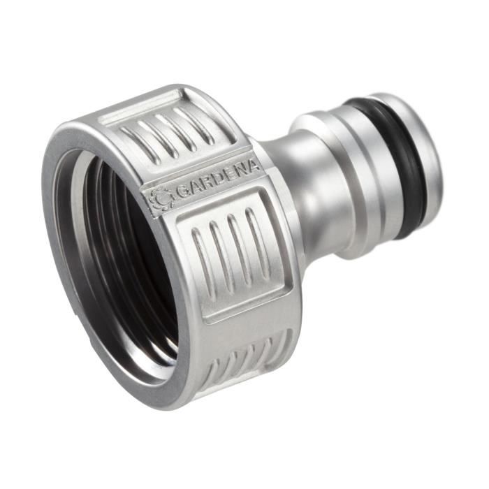 GARDENA Nez de robinet Premium 20/27 –En métal–Système anti-éclaboussure–Installation pour raccordement OGS–Garantie 5ans
