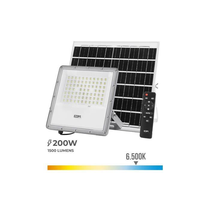 Projecteur LED Solaire GENERIQUE - 200W - Blanc froid 6500K - IP65