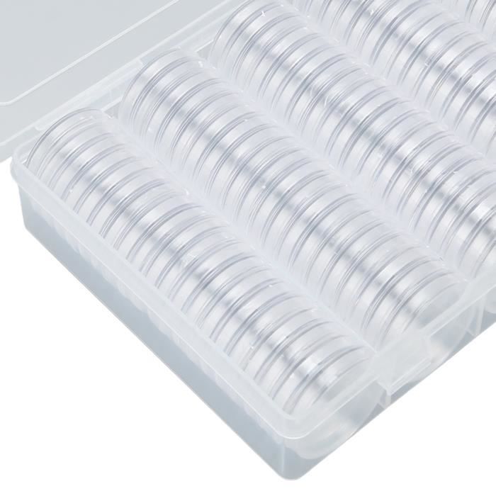 JZK 100 Capsules Pour Pièces 30mm + 100 Mousses (17/20/25/27/30mm) - Boîte De Rangement Transparente Pour Collectionneurs