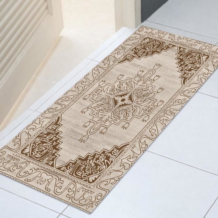 Lot 4 Tapis Gitans Romains Lavables Luxe Antidérapants Gris/Noir - 80x130 + 50x70 Cm