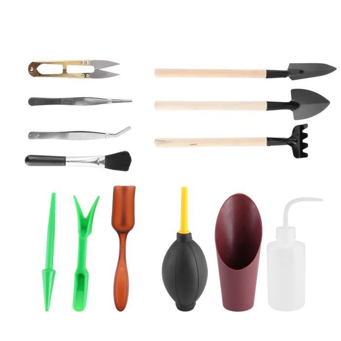 Kit 10 Outils Jardinage KAHEIGN - Pelle, Sécateur, Râteau...