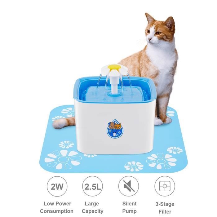 Mellifluous Fontaine à Eau pour Chat et Chien Fleur avec Filtre 2.5L Électrique Automatique de Distributeur Eau Bleu