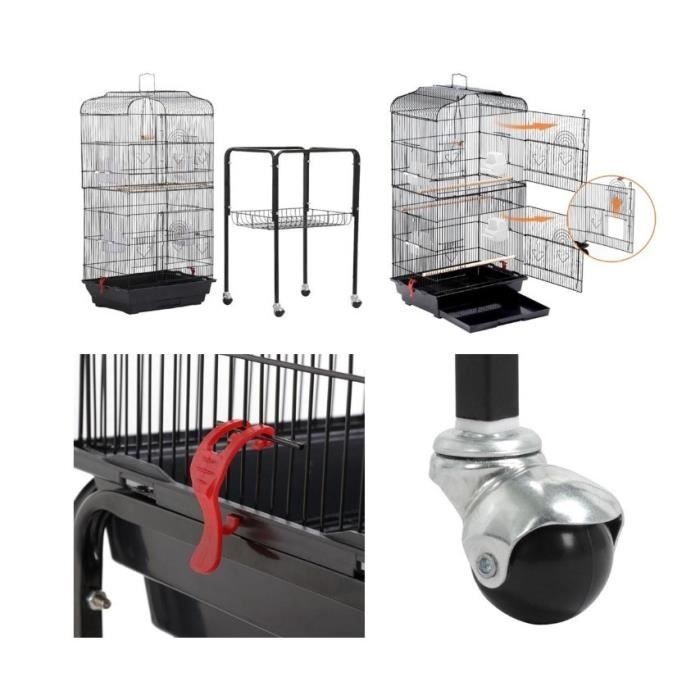 Meilleurs prix pour Cage pour Oiseaux - KEDIA - Volière 46x35.5x158.5cm - Noir - Intérieur - Transportable