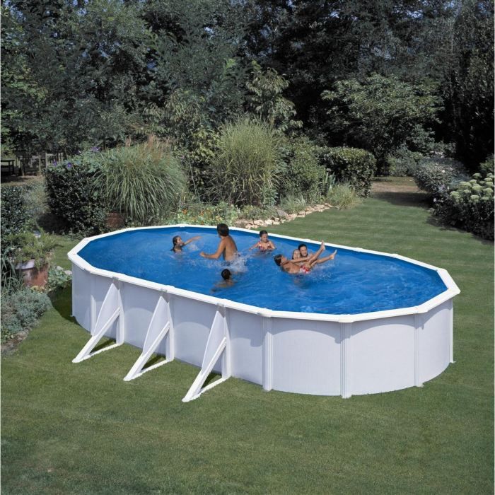 ATLANTIS Piscine blanche 730x575x132 cm acier