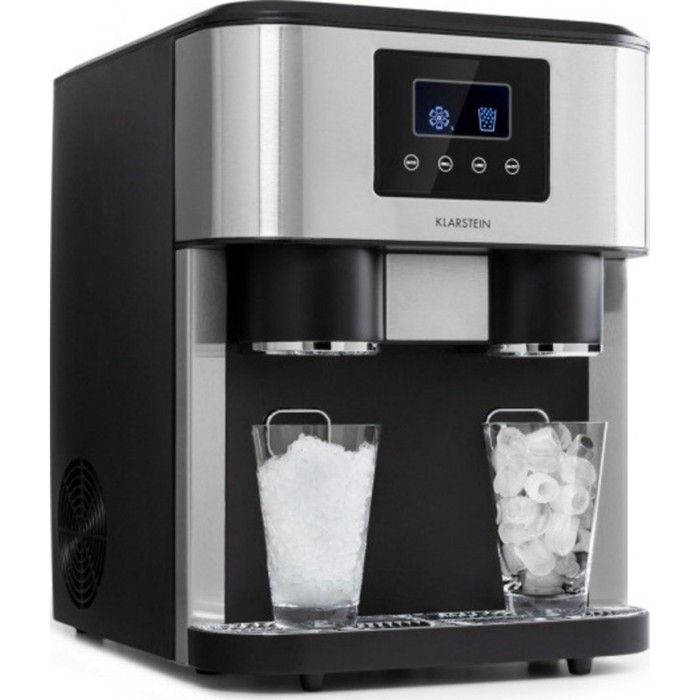 Machine à glaçons - Klarstein - glace pilée - Machine à glace - 18kg/24h - 2 tailles - 1,8 L - Ecran LCD - Ice maker - Argent