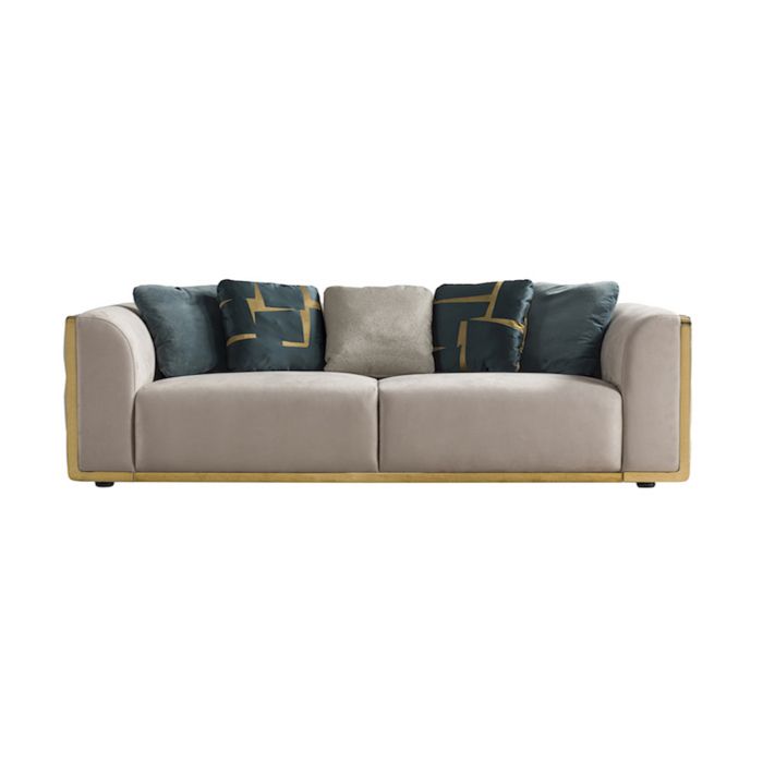 Canapé 4 Places En Velours Jenny - Beige - Angle Droit Canapé 4 Places En Velours Jenny - Beige - Angle Droit
