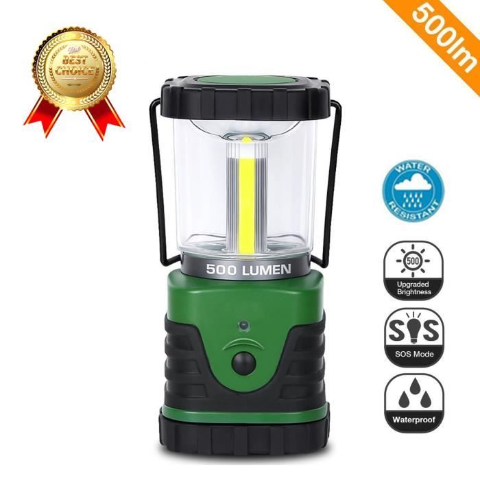 LCC® 500lm Lanterne de camping LED,Torche ultra lumineuse, lumière d'urgence , lampe portable pour les activités extérieures - vert