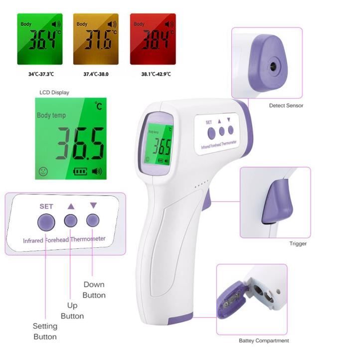 Meilleurs prix pour Thermomètre frontal infrarouge sans contact sans batterie violet