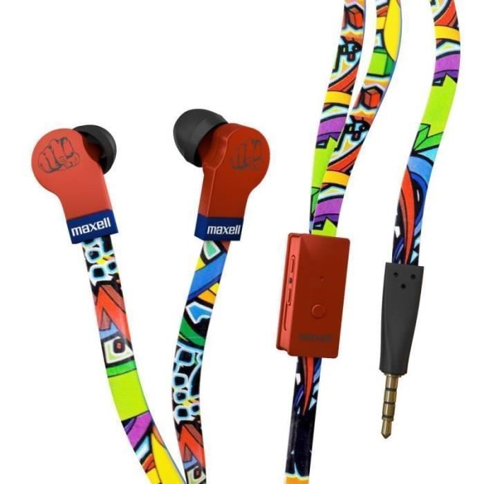 Écouteurs Intra auriculaires Maxell EB Share Filaire 3 5 mm Câble plat résistant