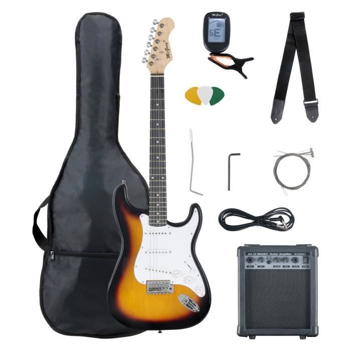 Pack Guitare électrique Sunburst - McGrey Rockit - Guitare électrique Kit Complet Ampli de 10 W, Housse, Accordeur et Sangle