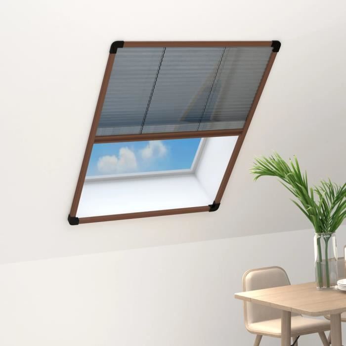Moustiquaire plissée - MOTHINESSTO - LY2829 - Aluminium - 80x100 cm - Marron