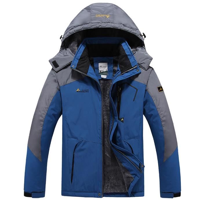 Manteau d'été à capuche en coton fin bleu avec poches zippées