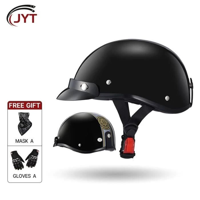 Casque Moto Jet Vintage ECE – Demi-Casque Rétro Face Ouverte Avec Pare-Soleil & Lunettes Amovibles – Homologué