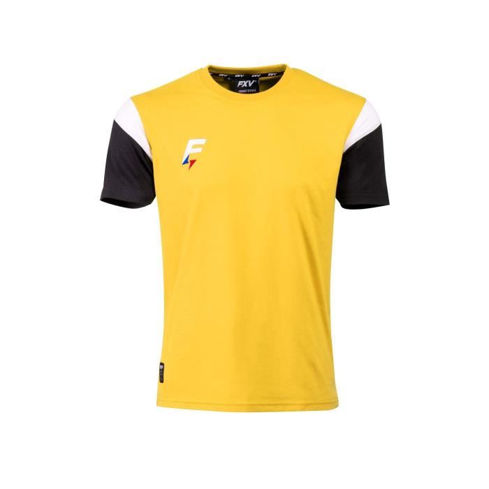 Tee-shirt de rugby - Force XV - CONQUETE - Jaune / noir - Manches courtes - Mixte