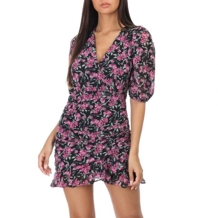 robe noire a fleur