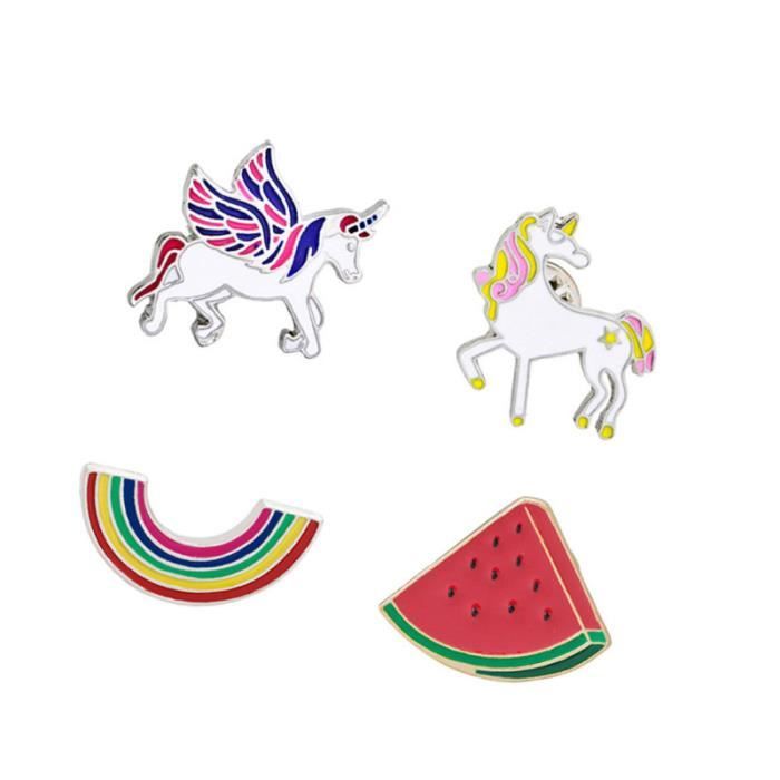 Broches Pastèque En émail - Lot De 4 Pin's Fruités Pour Cardigan, Foulards Et Accessoires Mode
