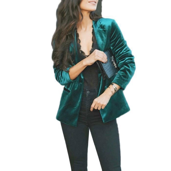 Blazer Femme Élégant Slim Fit - Sans Bouton Imprimé Fleuri - Bureau/Travail