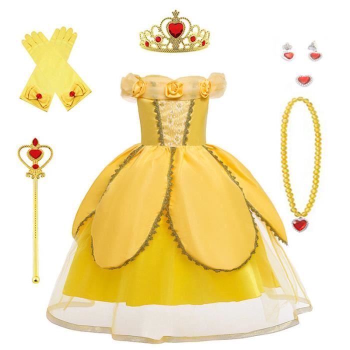 Robe de Princesse pour Enfant Deguisement Princesse Belle La Belle et La  Bête Cosplay Robe Enfant Princesse Vêtements Jaune - Cdiscount Prêt-à-Porter