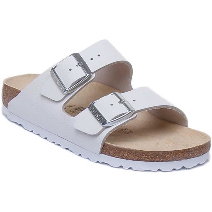 Sandales Birkenstock Arizona en cuir nubuck blanc pour femmes Blanc Cdiscount Chaussures