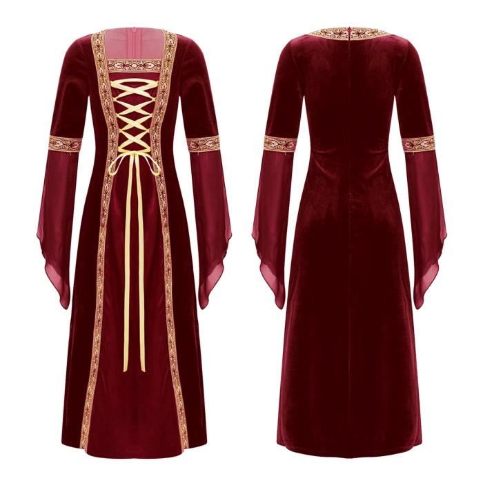 IEFIEL Enfant Fille Robe Medievale Renaissance Halloween Gothique Robe Princesse Manches Longues Soiree Carnaval Fete 3 16 Ans Burgundy Cdiscount Pret a Porter